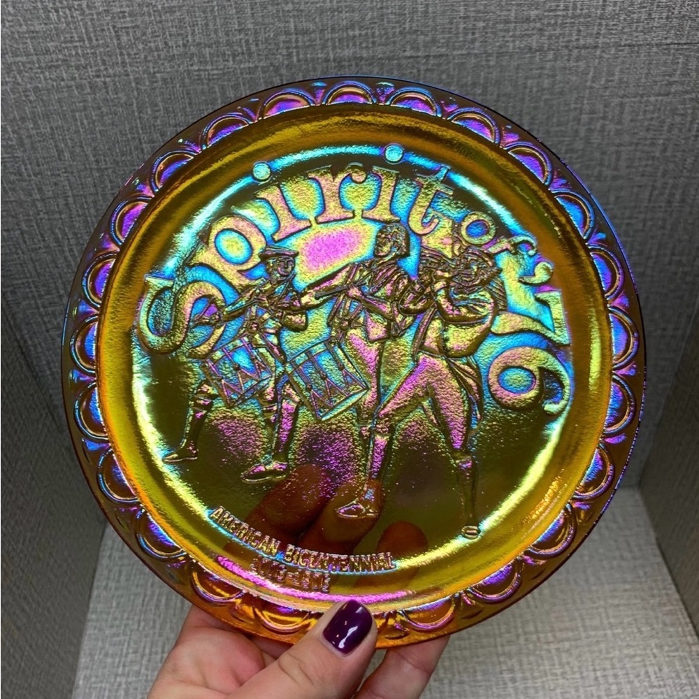 Vintage Carnival Glass Bicentennial Commemorative Plate Spirit of ‘76